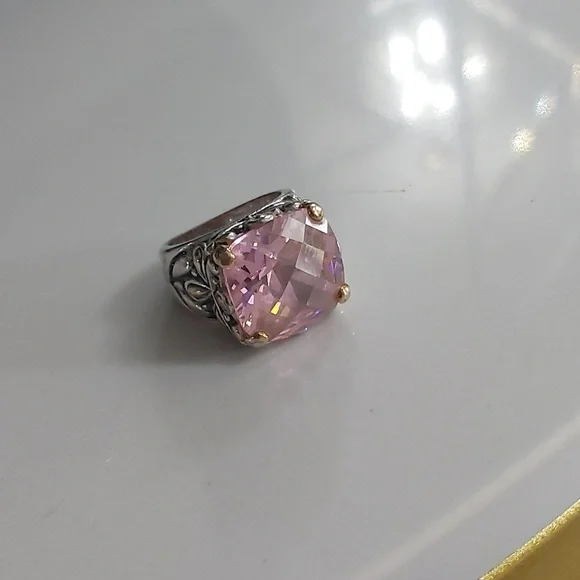 Elegant Pink and Gold/Silver Women's Ring - Picture 8 of 14